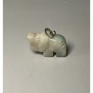 Carved Amazonite Hippo Pendant Charm Stone Animal Totem Jewelry Making 1 Inch